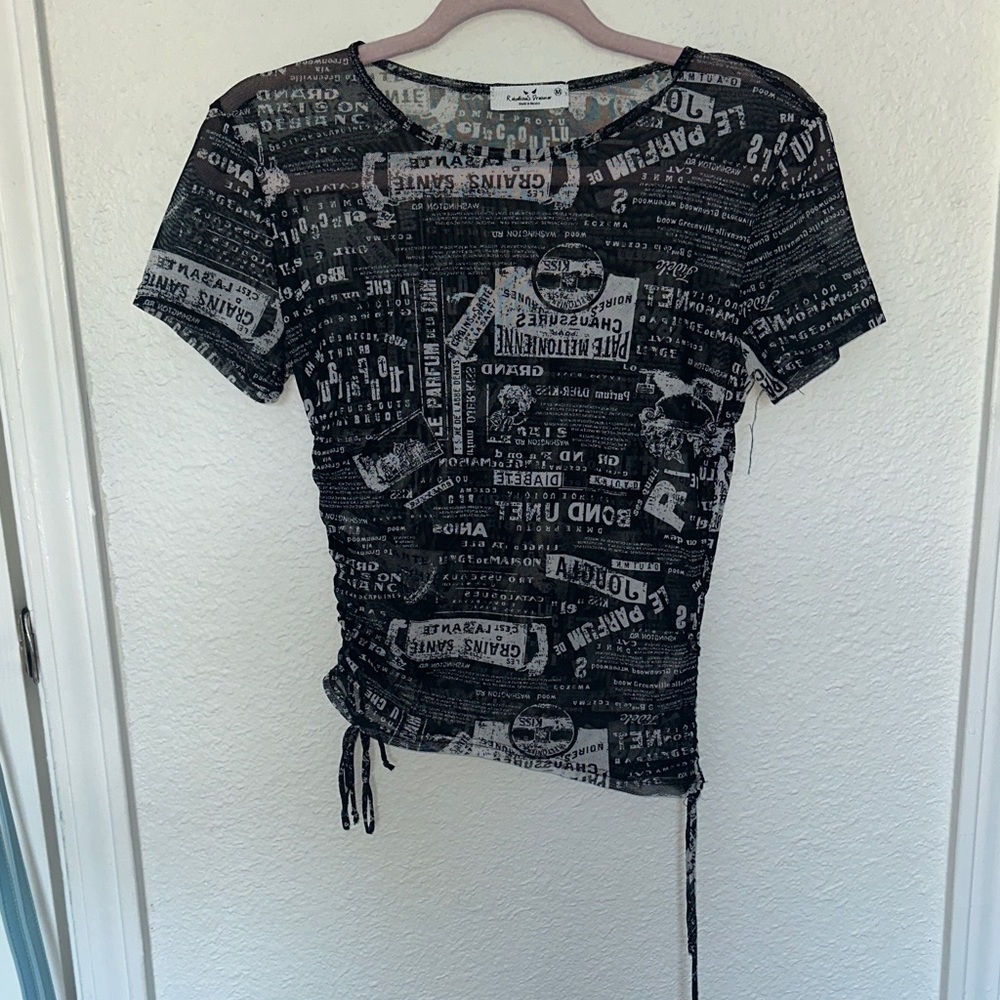 Mesh Black Graphic Short Sleeve Tee